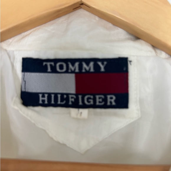 Rare Vintage Tommy Hilfiger White Windbreaker Jacket Anorak hood Size Large - Picture 6 of 11